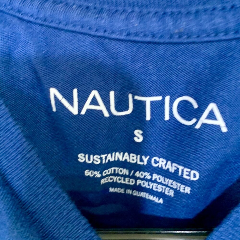 🍁 Nautica Ocean Wave Blue T-shirt Size S - Picture 2 of 4